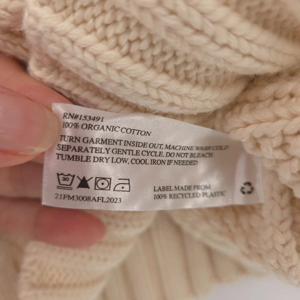 Hope‎ and Henry NWT  fishermen cable knit pullover sweater Size S organic cotton